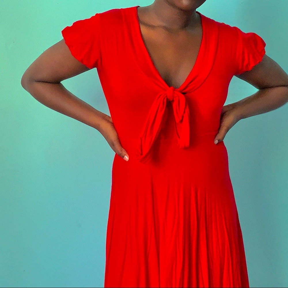 Tie In Front Red Dress